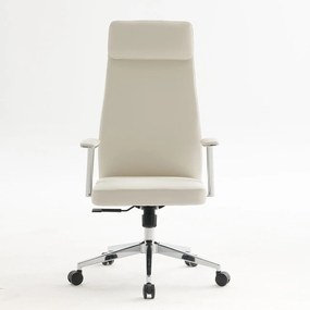 BF8800 Πολυθρόνα Γραφείου Διευθυντή, Pu Άσπρο, Βάση &amp; Μπράτσα Χρώμιο   1τμχ