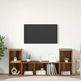 vidaXL Σετ επίπλου τηλεόρασης Επιτοίχιο 3 pcs Καφέ Επεξεργασμένο ξύλο