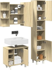 vidaXL Σετ Επίπλων Μπάνιου 3 Τεμαχίων Sonoma Δρυς Επεξεργασμένο Ξύλο