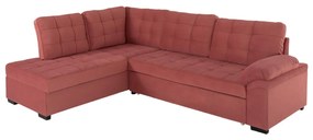 SOFABED LEFT CORNER JADE  DUSTY PINK VELVET 250x80-180x73-88Hcm.