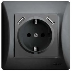 Πρίζα Σούκο-USB 2 Θύρες Μαύρο H-Series 50-00133-2 Lineme 50-00133-2
