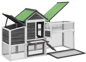 vidaXL Κοτέτσι Γκρι 186,5 x 58,5 x 113 εκ. από Μασίφ Ξύλο Πεύκου