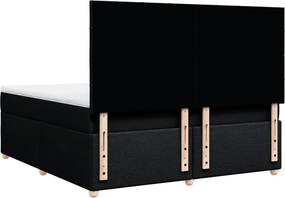 vidaXL Κρεβάτι Boxspring με Στρώμα Μαύρο 180x200 εκ. Υφασμάτινο