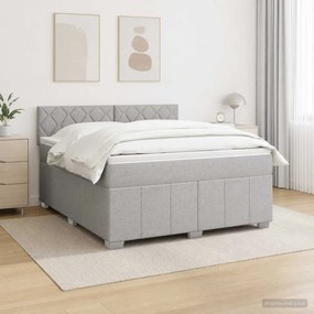vidaXL Κρεβάτι box spring με στρώμα Ανοιχτό γκρι 180 x 200 cm Ύφασμα