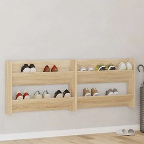 vidaXL Παπουτσοθήκες 2 τεμ. Sonoma Δρυς 80 x 18 x 60 εκ. Μοριοσανίδα