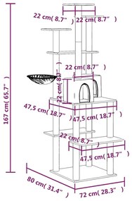 Γατόδεντρο Κρεμ 167 εκ. με Στύλους Ξυσίματος από Σιζάλ - Κρεμ