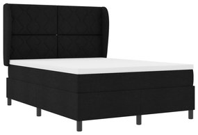 vidaXL Κρεβάτι Box Spring με Στρώμα - Μαύρο, 140x190 εκ., Ύφασμα