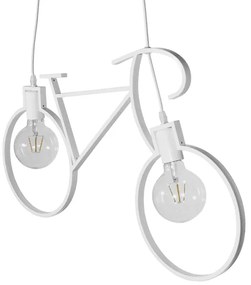 BIKE WHITE 01300 Vintage Κρεμαστό Φωτιστικό Οροφής Δίφωτο 2 x E27 Λευκό Μεταλλικό Μ67 x Π1.5 x Υ41cm