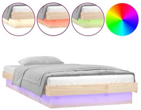 vidaXL Πλαίσιο Κρεβατιού με LED 90 x 200 εκ. από Μασίφ Ξύλο