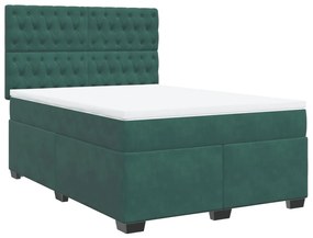 vidaXL Κρεβάτι Boxspring με Στρώμα Σκούρο Πράσινο 160x200εκ. Βελούδινο