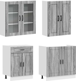vidaXL Μονάδα κουζίνας PORTO 8 pcs Γκρι Sonoma Επεξεργασμένο Ξύλο