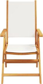 vidaXL Καρέκλες Κήπου 2τεμ. Κρεμ Λευκό Μασίφ Ακακία &amp; Ύφασμα