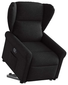 Πολυθρόνα Ανακλινόμενη με Ανύψωση Μαύρη Υφασμάτινη