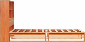 vidaXL Κρεβάτι Βιβλιοθήκη Χωρίς Στρώμα Καφέ 100x200 εκ Μασίφ Πεύκο
