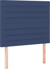 vidaXL Κρεβάτι Boxspring με Στρώμα Μπλε 90x190 εκ.Υφασμάτινο