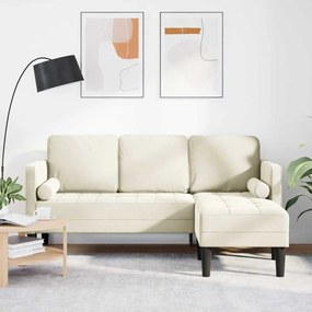 vidaXL καναπές L με σχήμα L κρεμ 173x131x67 εκ. βελούδο