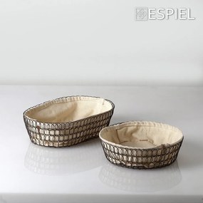 ΜΕΤΑΛΛΙΚΟ ΚΑΛΑΘΙ ΟΒΑΛ L ΜΕ ΛΙΝΟ ΥΦΑΣΜΑ ΜΠΕΖ-ΜΑΥΡΟ 32Χ23Χ10ΕΚ
