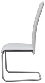 vidaXL Καρέκλες Τραπεζαρίας «Πρόβολος» 4 τεμ. Λευκές Συνθετικό Δέρμα