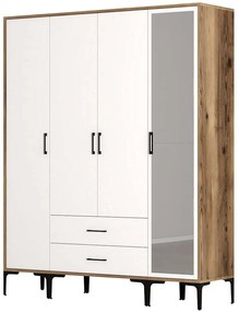 Ντουλάπα Τετράφυλλη Kumsal 845HCT5495 160x47,5x201,4cm Walnut-White Τετράφυλλη