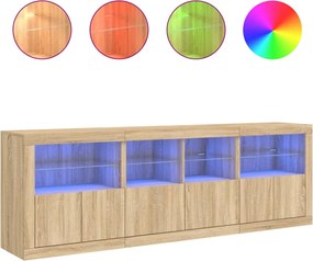 vidaXL Μπουφές με LED Sonoma Δρυς 202 x 37 x 67 εκ.