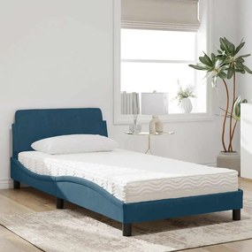 vidaXL Κρεβάτι με Στρώμα Dover Μπλε 100x200 εκ. Βελούδινος