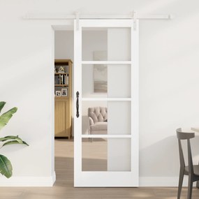 vidaXL Συρόμενη Πόρτα με Σετ Υλικών 'ORKDAL' Λευκή Ξύλο & Γυαλί