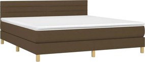 vidaXL Κρεβάτι Boxspring με Στρώμα Σκούρο Καφέ 160x200 εκ Υφασμάτινο