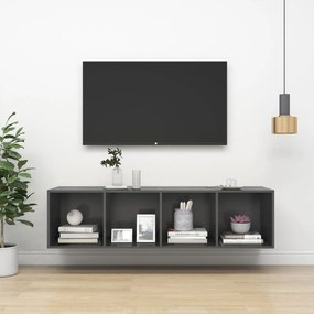 Έπιπλο Τηλεόρασης Κρεμαστό Γκρι 37x37x142,5 εκ. από Επεξ. Ξύλο