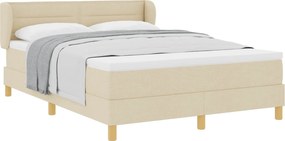 vidaXL Κρεβάτι με ελατήρια με στρώμα Κρεμ 140 x 200 cm ύφασμα
