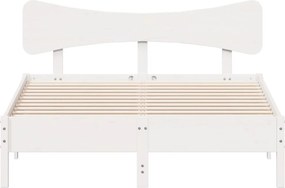 vidaXL Σκελετός Κρεβ. Χωρίς Στρώμα Λευκό 135x190 εκ Μασίφ Πεύκο