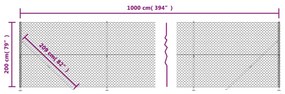 vidaXL Συρματόπλεγμα Περίφραξης Πράσινο 2 x 10 μ. με Βάσεις Φλάντζα