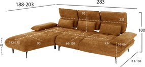 ΓΩΝΙΑΚΟΣ ΚΑΝΑΠΕΣ (ΑΡΙΣΤΕΡΗ) CONVERT HM3268.02L ΚΕΡΑΜΙΔΙ ΥΦΑΣΜΑ 283x188x100Υεκ.