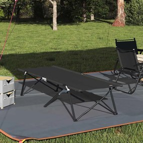 vidaXL Αναδιπλούμενο Κρεβάτι Κάμπινγκ Μαύρο 206 x 76 x 74 εκ