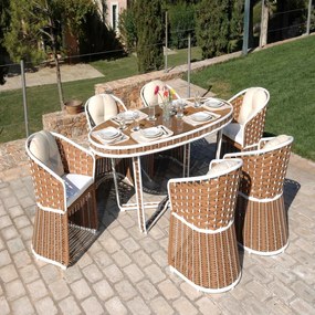 Τραπεζαρία Rattan Σέτ 7 Τεμαχίων 200x100x78 202690 Six Seater