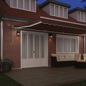 vidaXL Τέντα Πτυσσόμενη Αυτόματη με LED Καφέ 600x300 εκ.