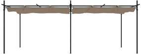vidaXL Πέργκολα με Πτυσσόμενη Οροφή Taupe 589 x 292 x 230 εκ.