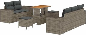 vidaXL Σετ Καναπέ Κήπου 8 pcs Γκρι συνθετικό ρατάν