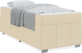 vidaXL Σκελετός Κρεβατιού με στρώμα Κρεμ 90 x 200 cm ύφασμα