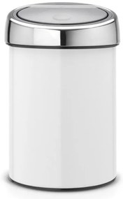 Brabantia Touch Bin 647216, 3 L, Ομαλό και αθόρυβο άνοιγμα, Επίτοιχη τοποθέτηση, Λευκό
