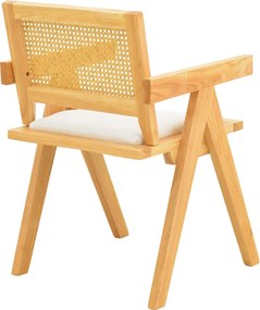 Πολυθρόνα Winslow pakoworld rubberwood σε φυσική απόχρωση-ύφασμα λευκό 51x54x80εκ