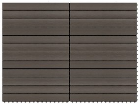 vidaXL Πλακάκια Deck 6 τεμ. Σκούρο Καφέ 60 x 30 εκ. 1,08 μ² από WPC