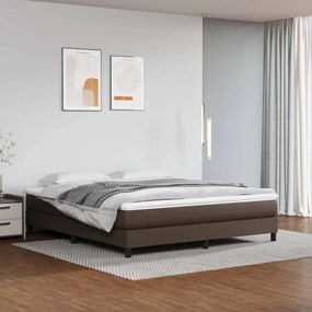 Κρεβάτι Boxspring με Στρώμα Καφέ 180x200 εκ. Συνθετικό Δέρμα - Καφέ