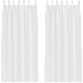 vidaXL Κουρτίνες Μαύρης Ύφανσης με Δαχτυλίδια 2 pcs Καθαρό Λευκό