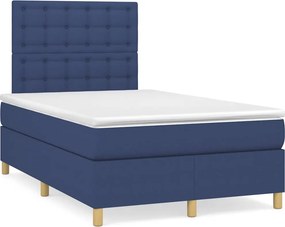 vidaXL Κρεβάτι Boxspring με Στρώμα Μπλε 120x190 εκ. Υφασμάτινο