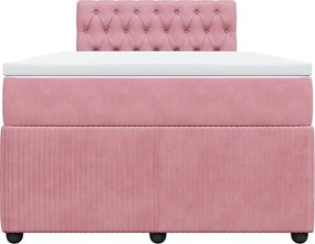 vidaXL Κρεβάτι Boxspring με Στρώμα Ροζ 120x190 εκ. Βελούδινο