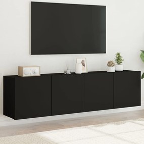 Ντουλάπια Τοίχου Τηλεόρασης 2 Τεμ. Μαύρα 80 x 30 x 41 εκ.