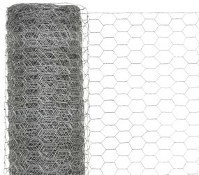 vidaXL Συρματόπλεγμα Εξάγωνο Ασημί 25 x 1,2 μ. από Γαλβανισμένο Χάλυβα