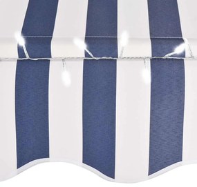 vidaXL Τέντα Συρόμενη Χειροκίνητη με LED Μπλε / Λευκό 150 εκ.