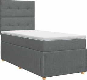 vidaXL Κρεβάτι box spring με στρώμα Σκούρο Γκρι 80 x 200 cm Ύφασμα