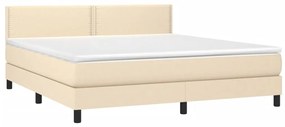 vidaXL Κρεβάτι Boxspring με Στρώμα &amp; LED Κρεμ 180x200 εκ. Υφασμάτινο